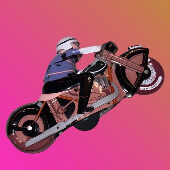 ‼️Vintage Key Wind Up Racing Motorcycle Collectable Tin Toy WORKS Included Key - Picture 1 of 3